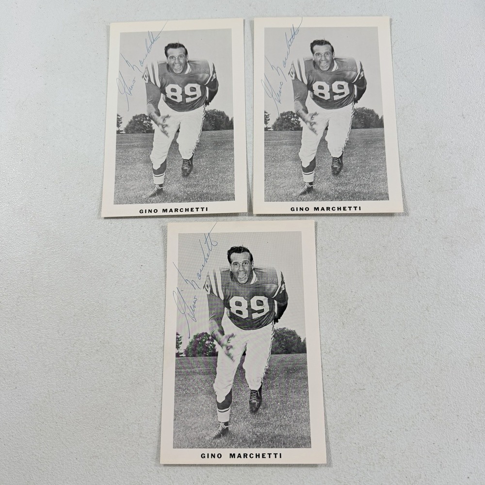 Lot Of 3 Gino Marchetti Baltimore Colts Signed Autographed Photos 5x8 Glossy B&W